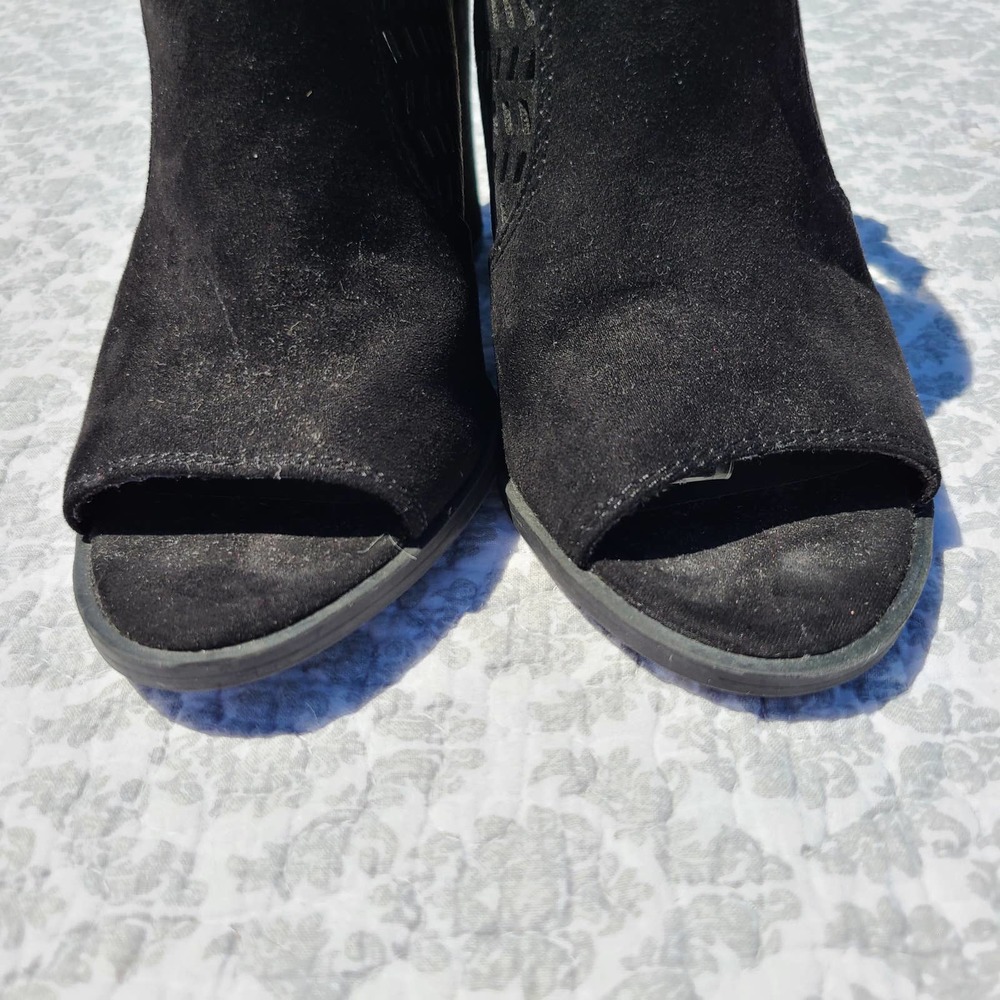 American Eagle Weldon Caged Block Heel Sandal Shoes Black Suede Size 6.5 - Picture 3 of 12
